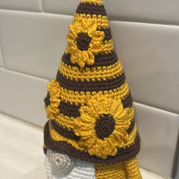 Handcrafted Sunflower Gnome Amigurumi Crochet Home Decor Flower Summer Cheer - Picture 4 of 10